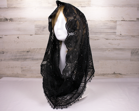 Black Infinity Chapel Veil/Mantilla