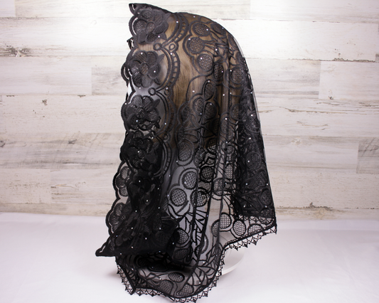 Black Infinity Chapel Veil/Mantilla