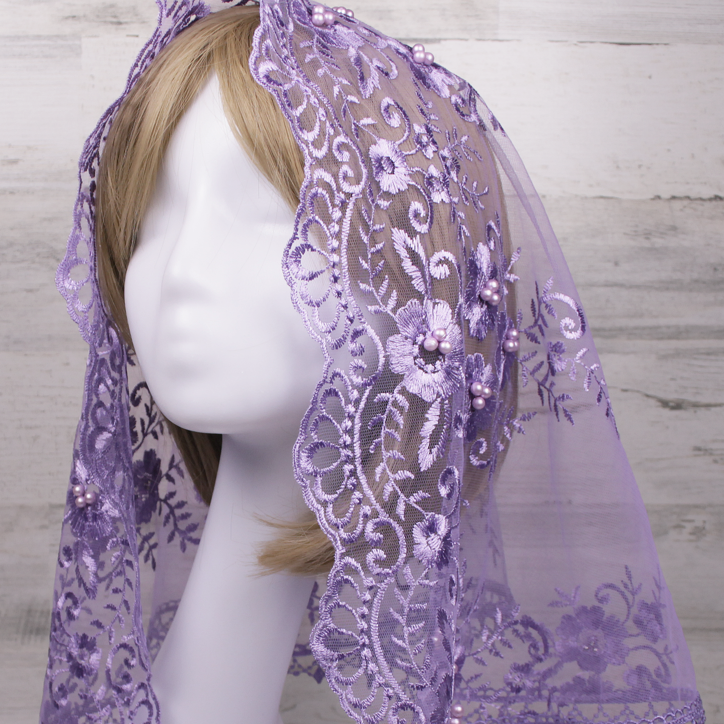 Purple/Lavender Large D-Shaped Chapel Veil/Mantilla
