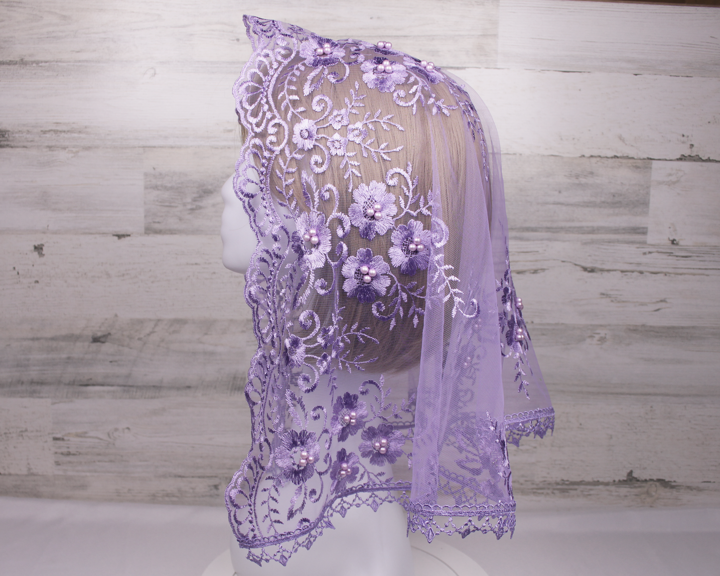 Purple/Lavender Large D-Shaped Chapel Veil/Mantilla