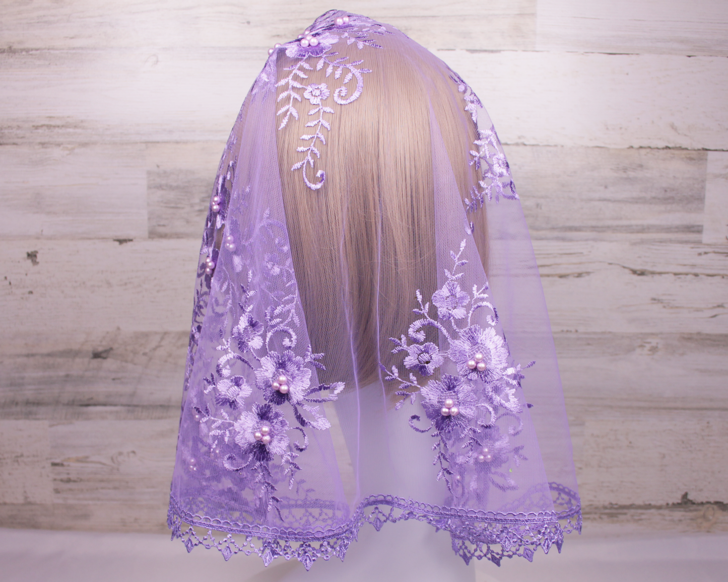 Purple/Lavender Large D-Shaped Chapel Veil/Mantilla