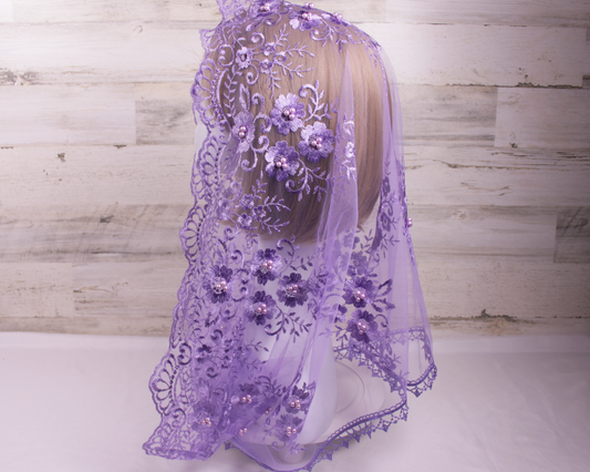 Purple/Lavender Infinity Chapel Veil/Mantilla