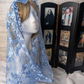 Light Blue Lace Infinity Chapel Veil/Mantilla