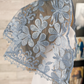 Light Blue Floral Lace Embroidered Small D-Shaped Chapel Veil/Mantilla