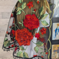 Black Mesh Lace Large D-Shaped Veil with Embroidered Red Roses