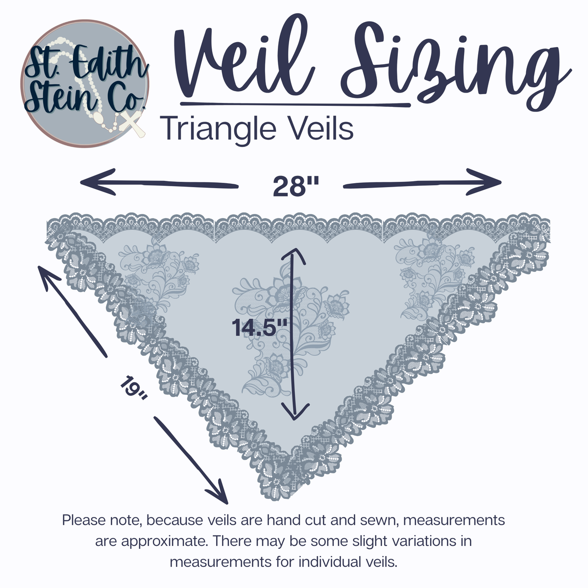 White Small Triangle Chapel Veil/Mantilla with Embroidered Blue and Gold Roses