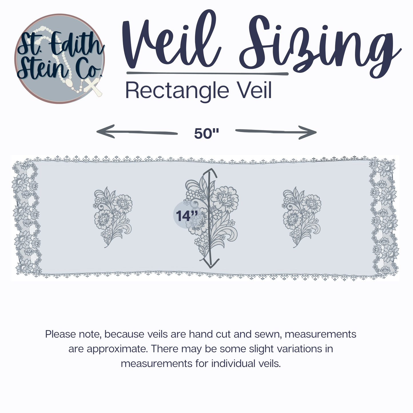 Brown and Ivory Embroidered Rectangle Chapel Veil/Mantilla