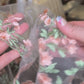 White Mesh Lace Chapel Veil/Mantilla with Embroidered Pink Roses (Infinity)